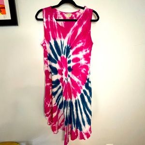 Exquisite embroidered tie dye cover up